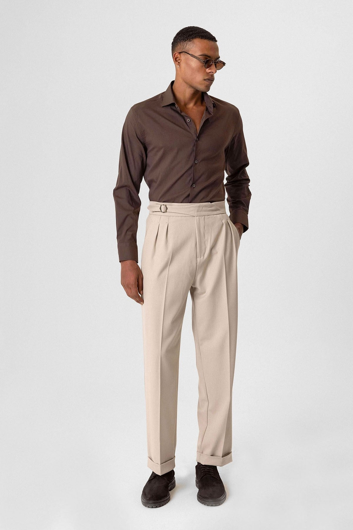 Antioch Toka Detailed Pleated High-Waisted Men's Pants
