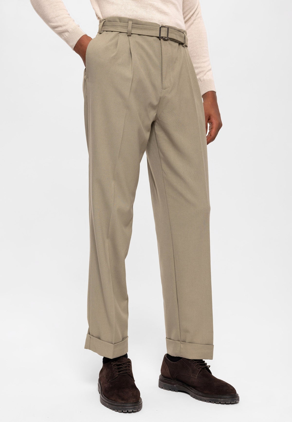 High-Waisted Pleated Relaxed-Fit Men's Pants