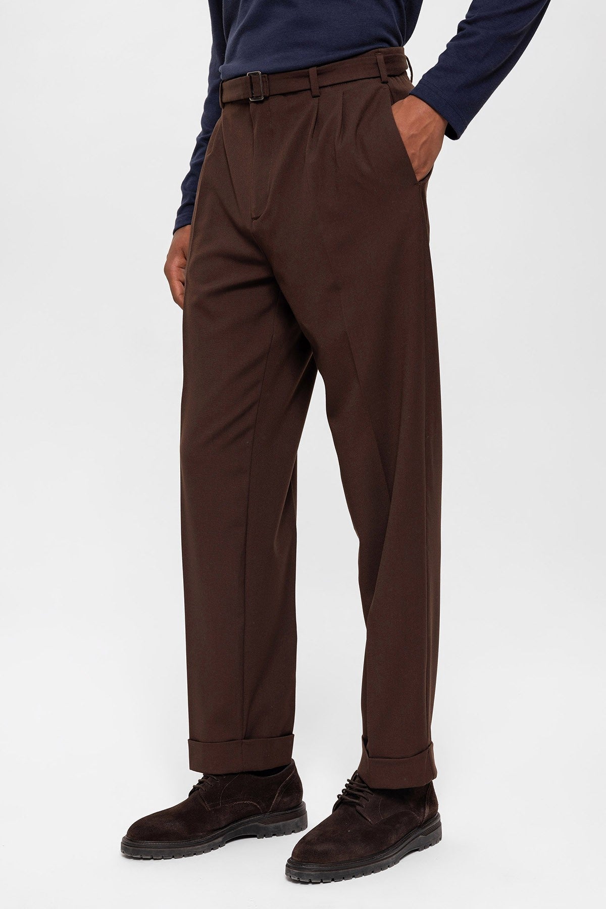 High-Waisted Pleated Relaxed-Fit Men's Pants