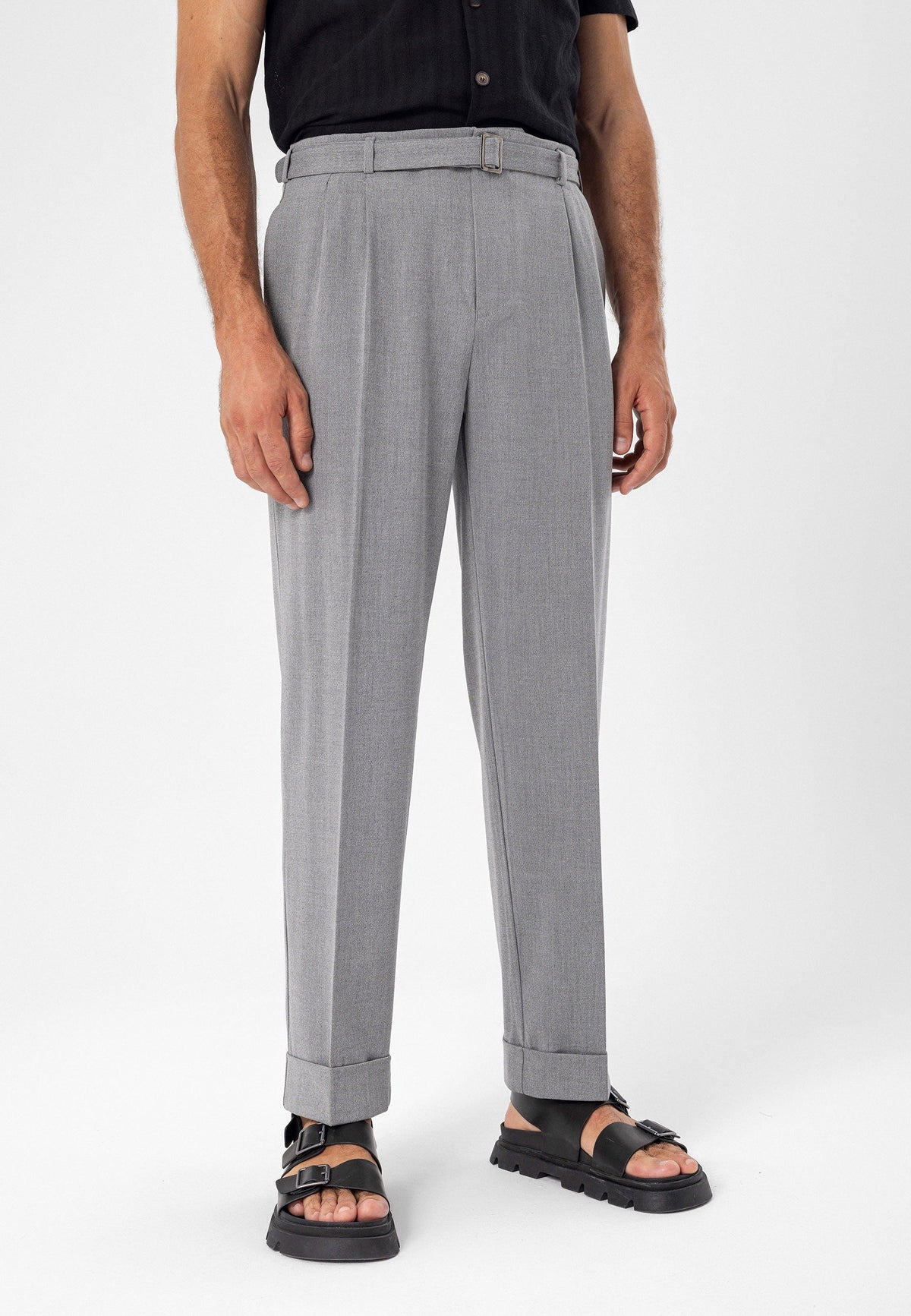 High-Waisted Pleated Relaxed-Fit Men's Pants