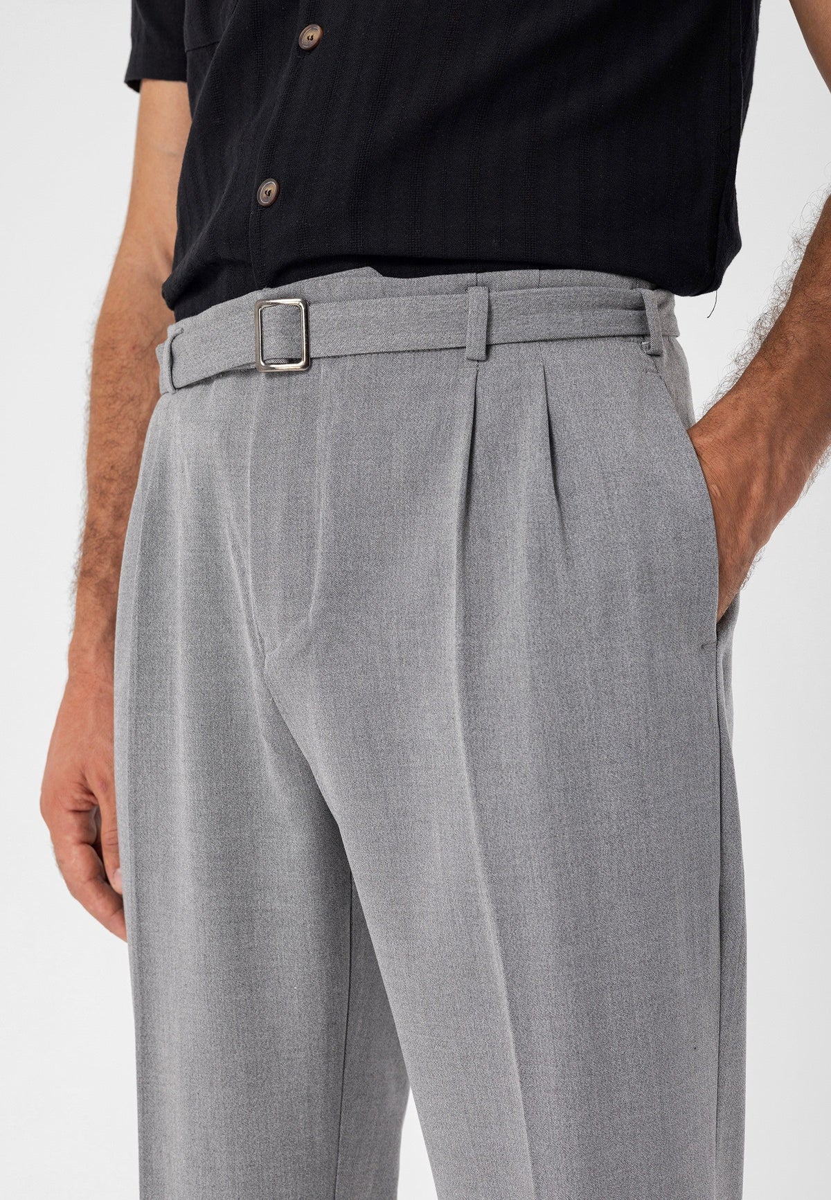 High-Waisted Pleated Relaxed-Fit Men's Pants