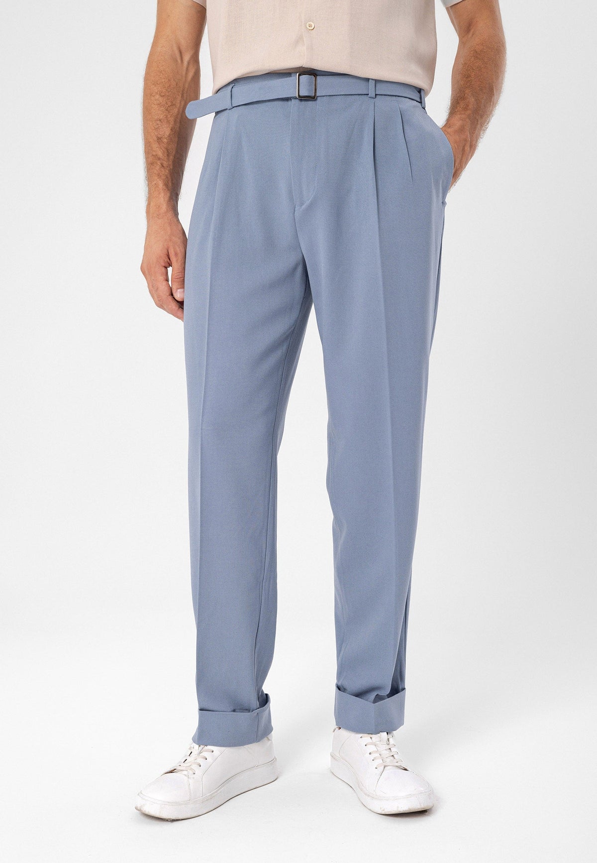 High-Waisted Pleated Relaxed-Fit Men's Pants