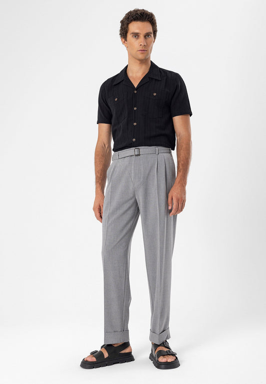High-Waisted Pleated Relaxed-Fit Men's Pants