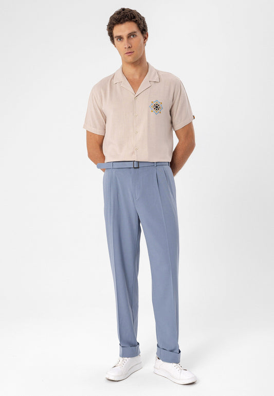High-Waisted Pleated Relaxed-Fit Men's Pants