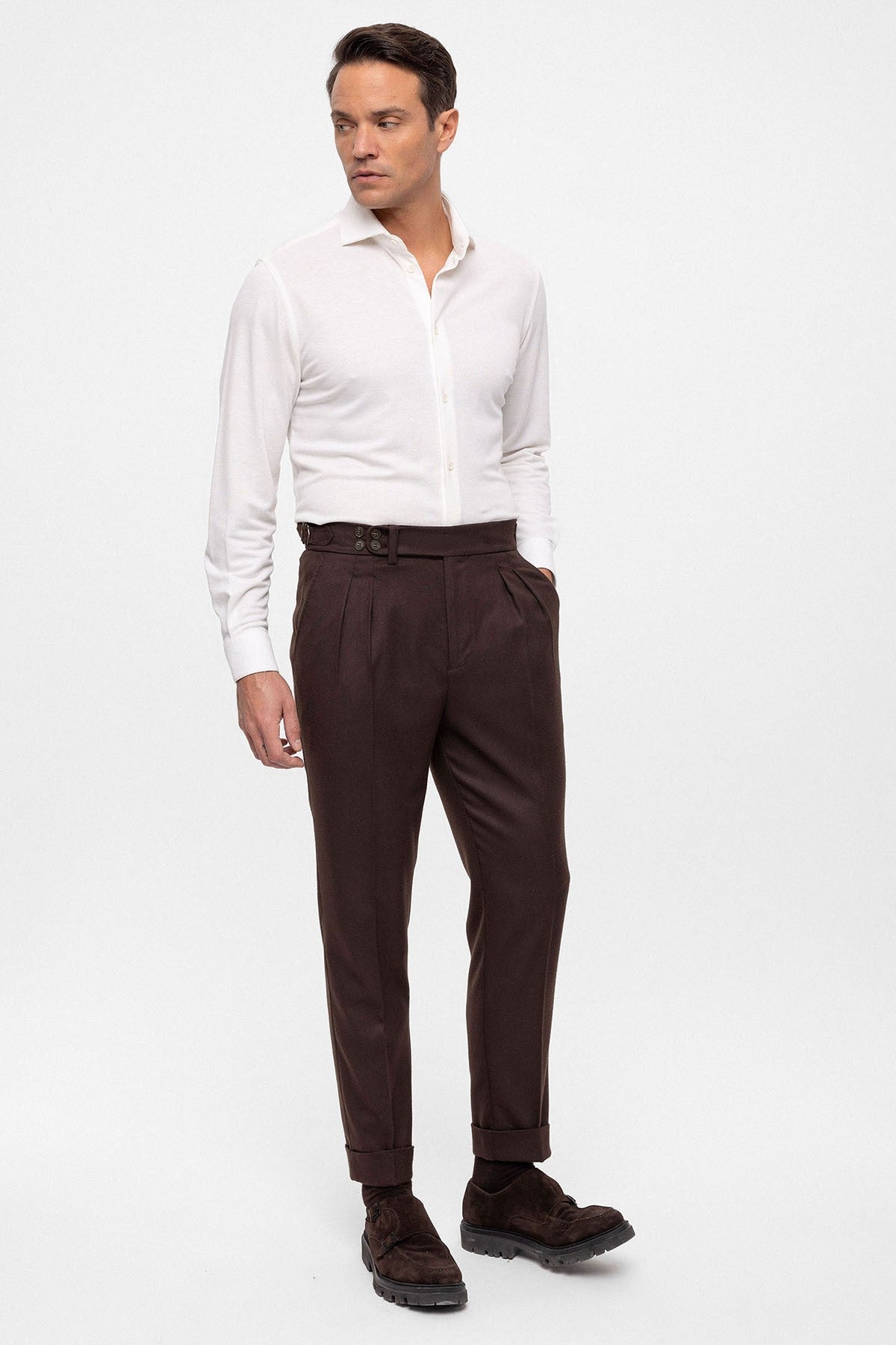 Antioch Wool-Look High-Waisted Pleated Men's Pants