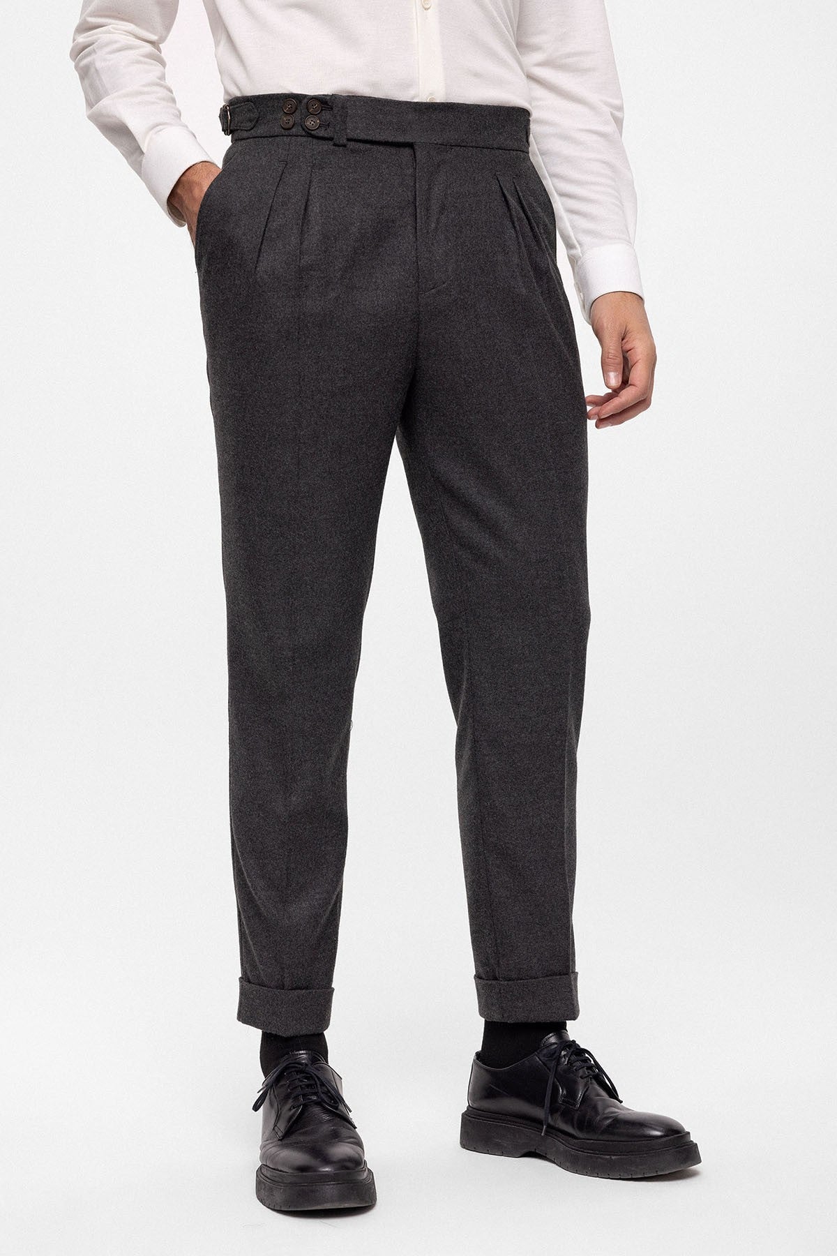 Antioch Wool-Look High-Waisted Pleated Men's Pants