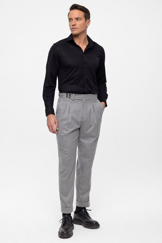 Antioch Wool-Look High-Waisted Pleated Men's Pants