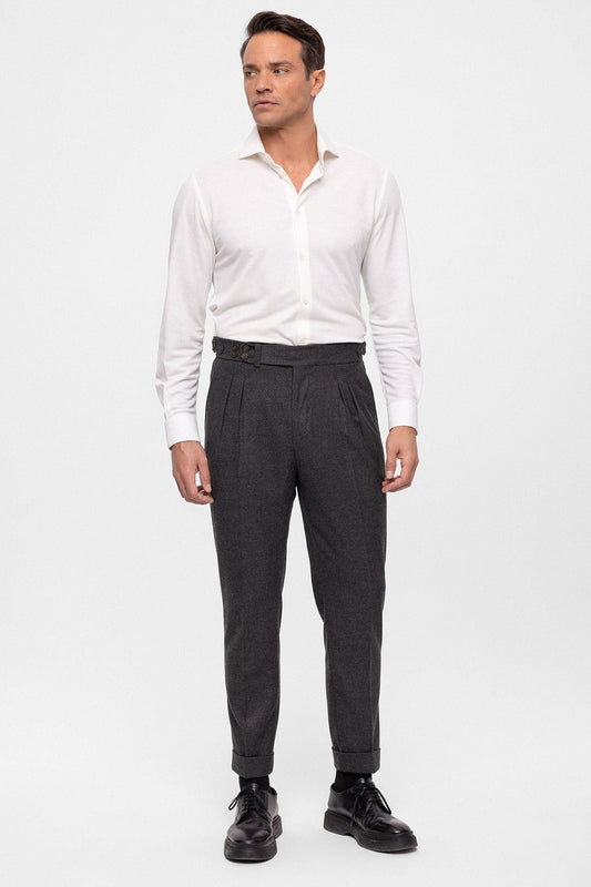 Antioch Wool-Look High-Waisted Pleated Men's Pants