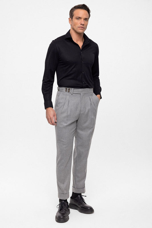 Antioch Wool-Look High-Waisted Pleated Men's Pants