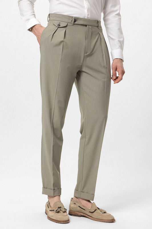 Pleated High-Waisted Men's Pants