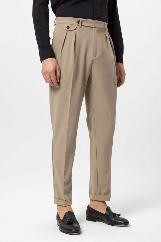 Pleated High-Waisted Men's Pants