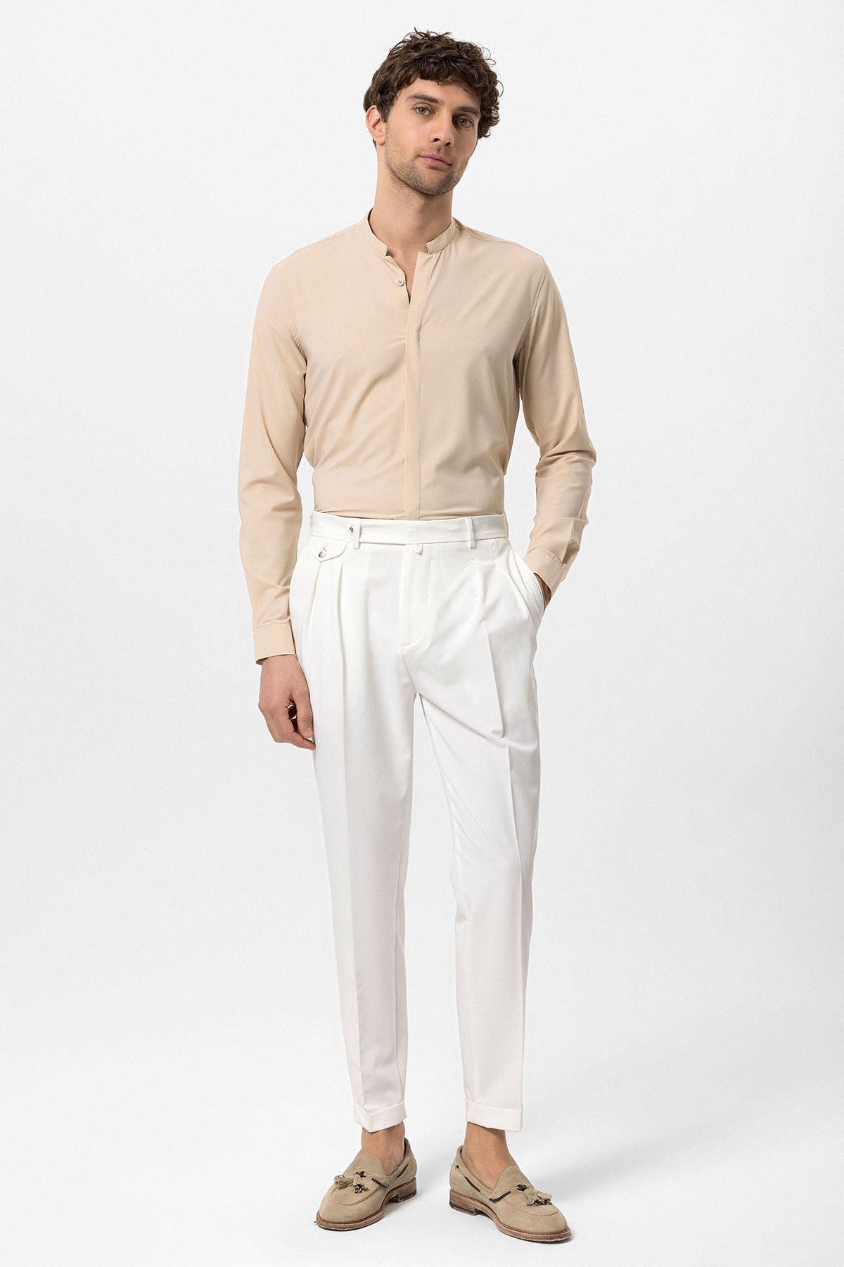 Pleated High-Waisted Men's Pants
