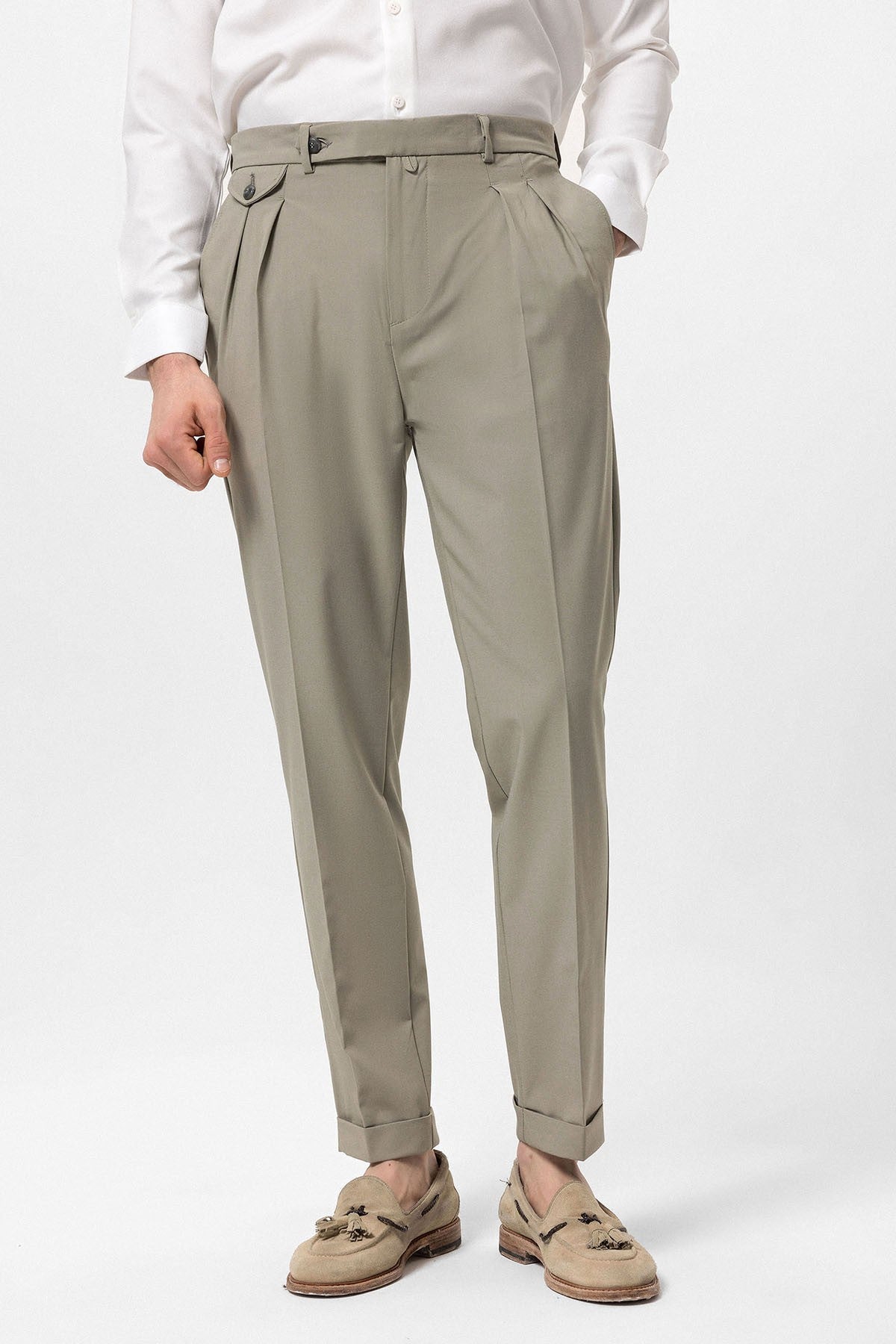 Pleated High-Waisted Men's Pants