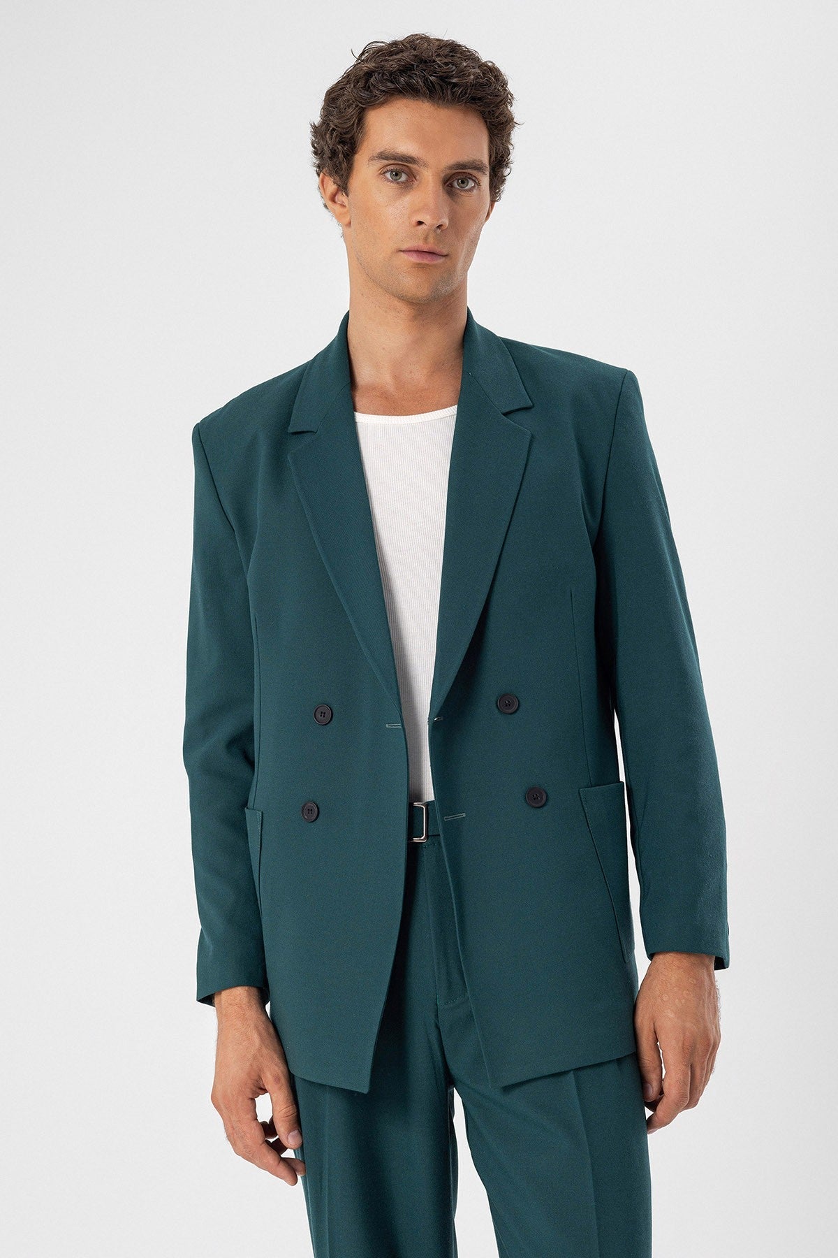 Antioch Men's Double-Breasted Blazer with Side Pockets