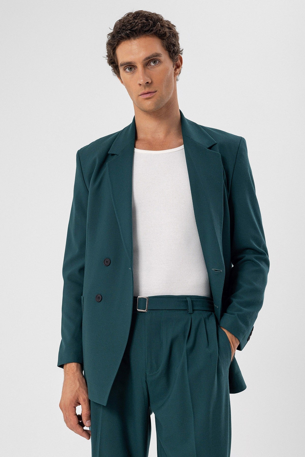 Antioch Men's Double-Breasted Blazer with Side Pockets