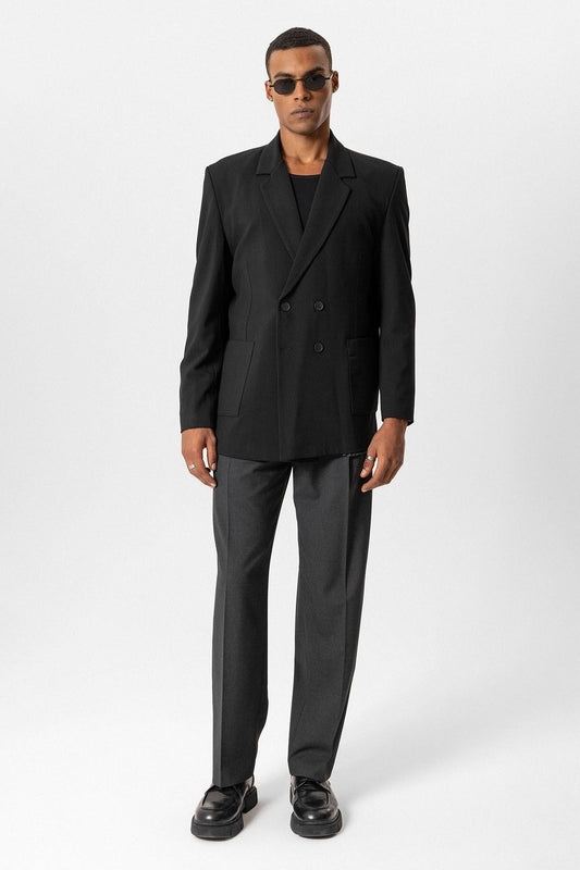 Antioch Men's Double-Breasted Blazer with Side Pockets