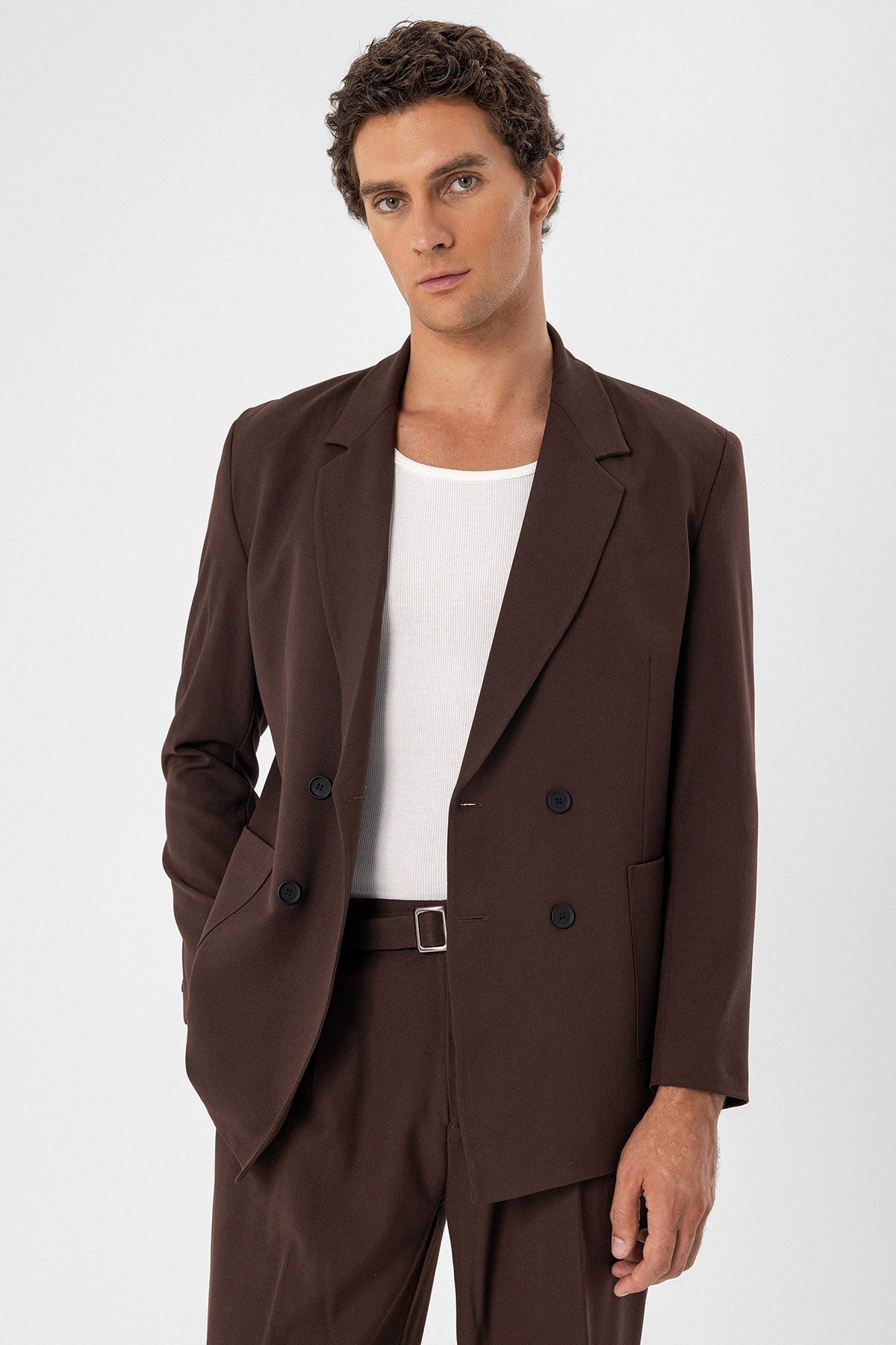 Antioch Men's Double-Breasted Blazer with Side Pockets