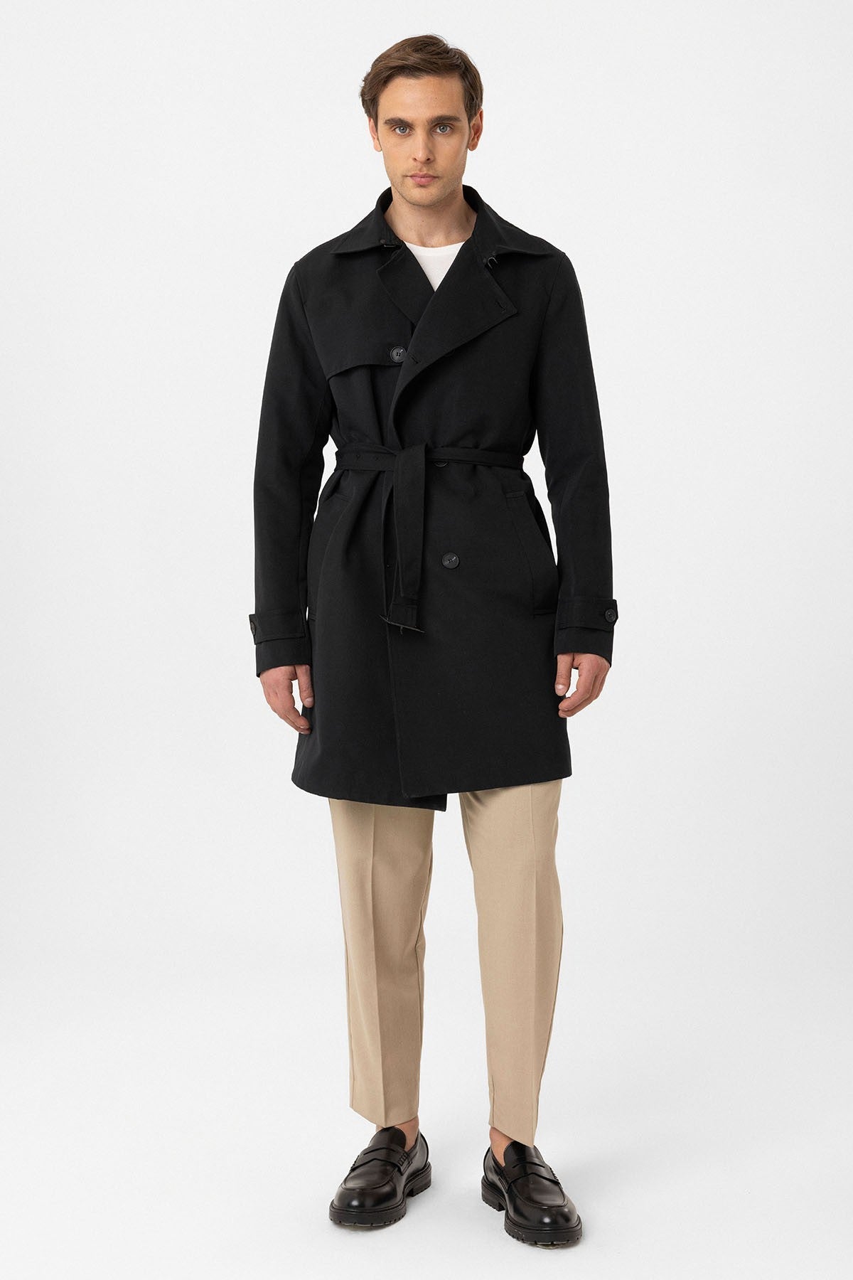 Antioch Belted Double-Breasted Trench Coat