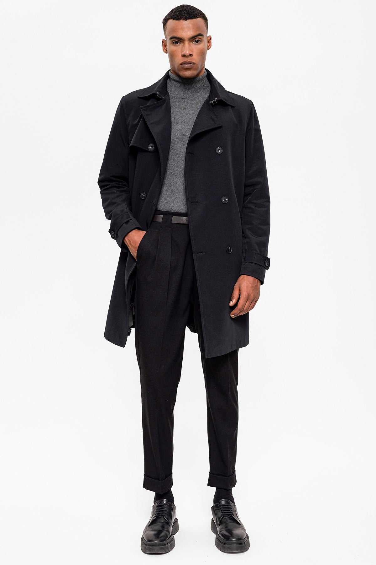 Antioch Belted Double-Breasted Trench Coat