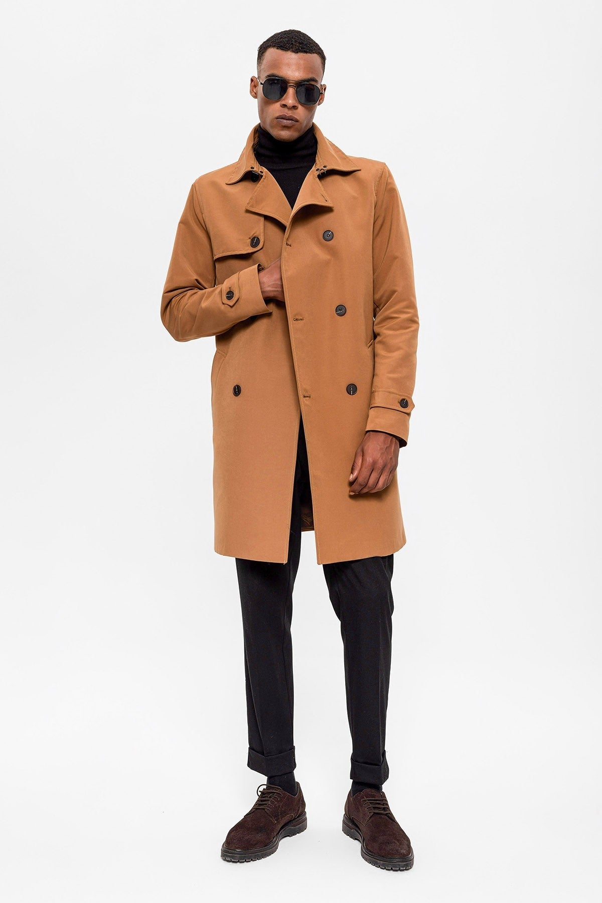 Antioch Belted Double-Breasted Trench Coat