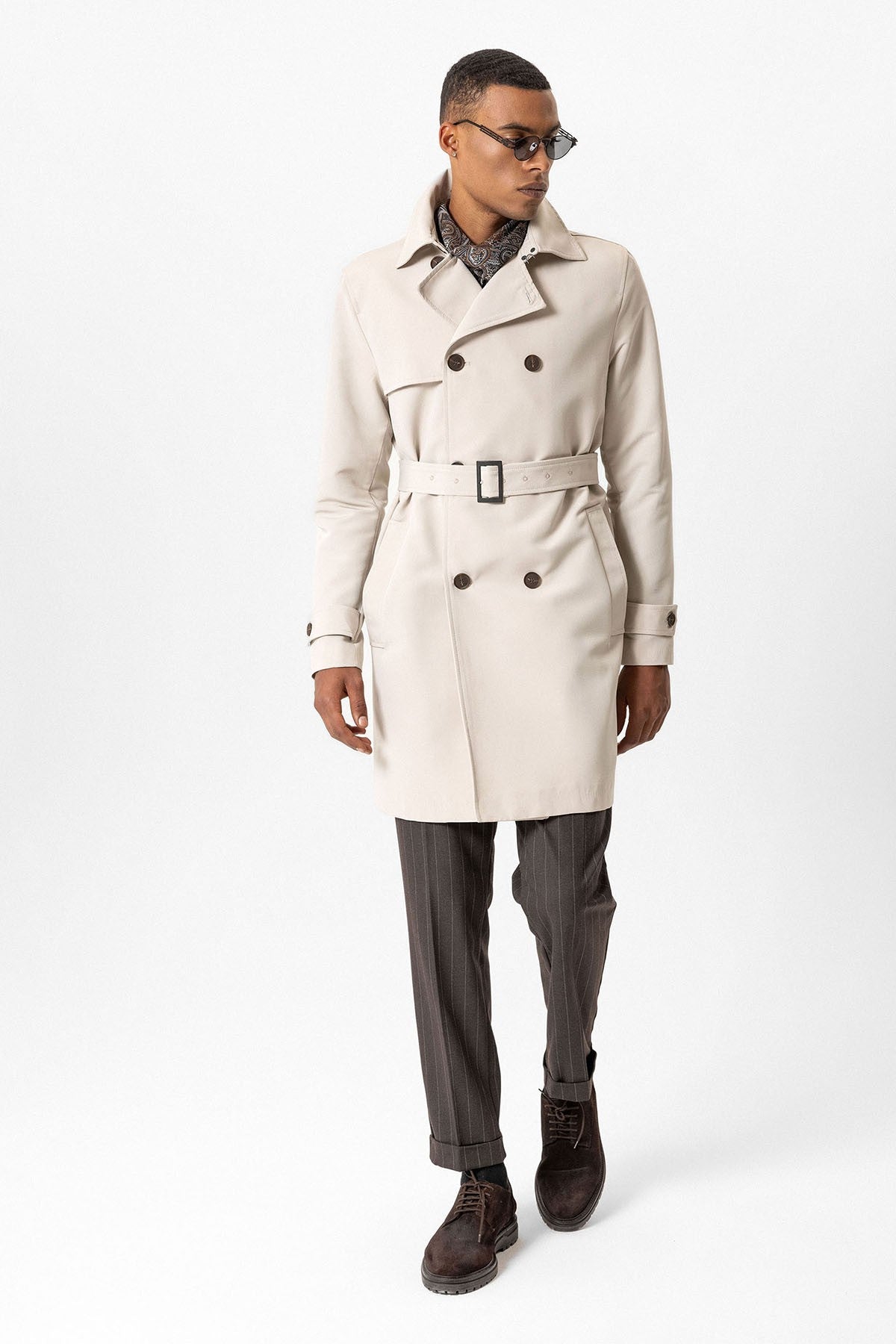 Antioch Belted Double-Breasted Trench Coat
