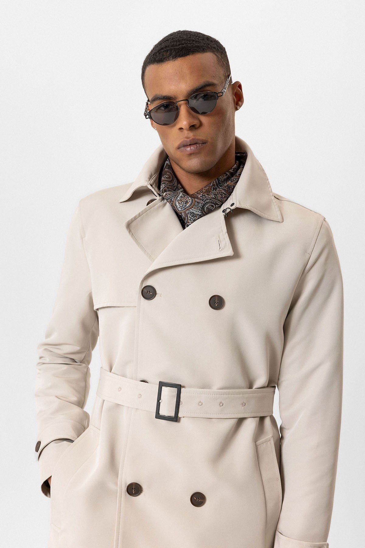 Antioch Belted Double-Breasted Trench Coat