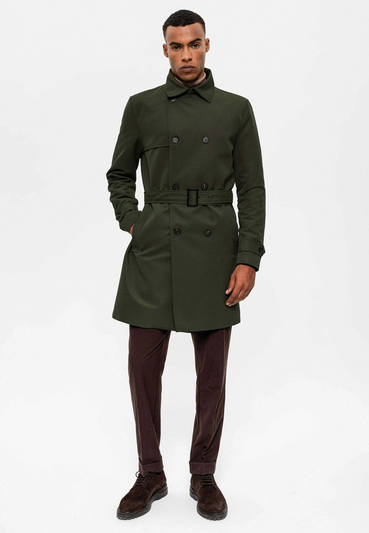 Antioch Belted Double-Breasted Trench Coat