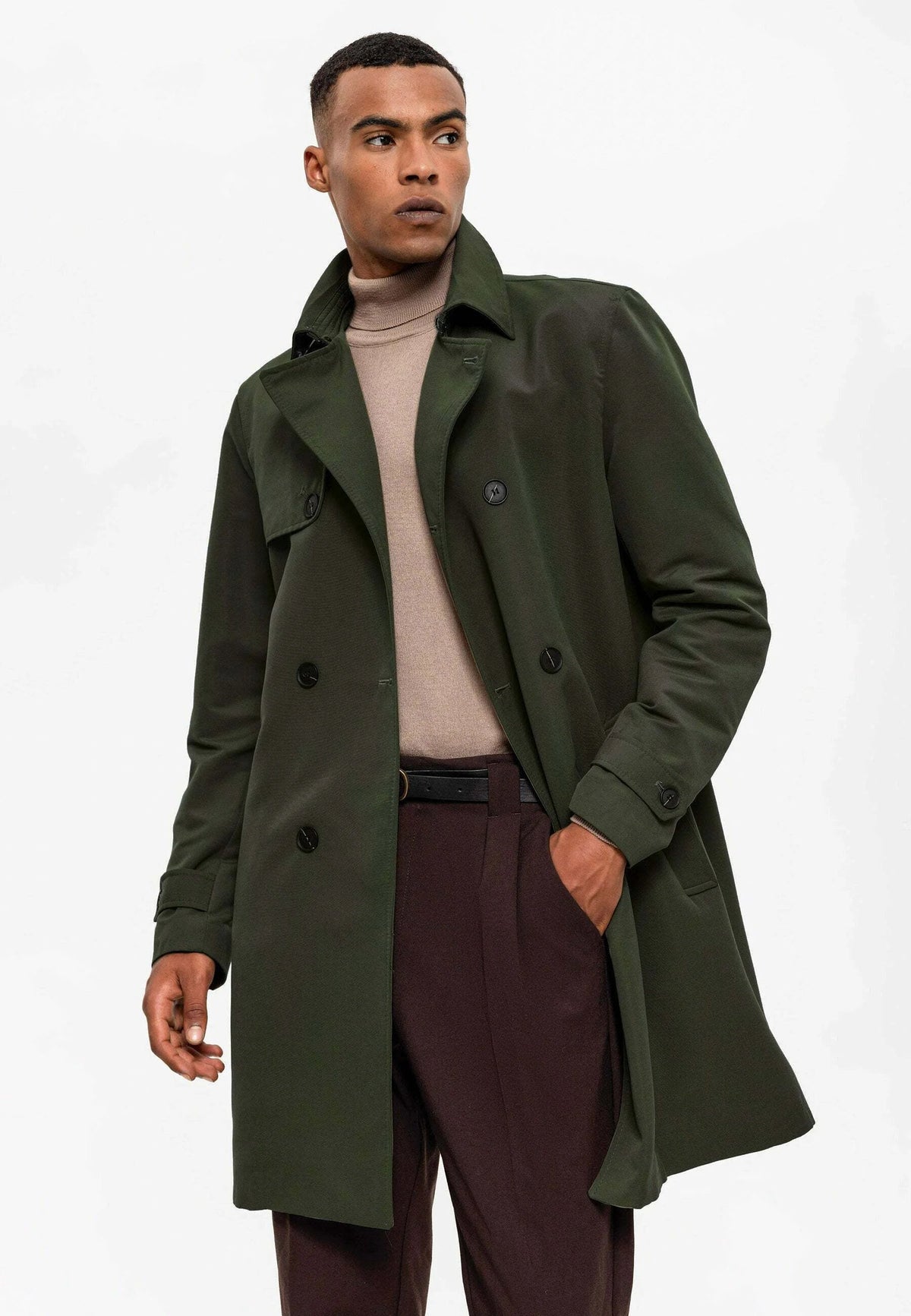 Antioch Belted Double-Breasted Trench Coat