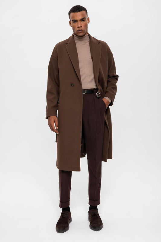 Oversized Men's Coat with a Belt