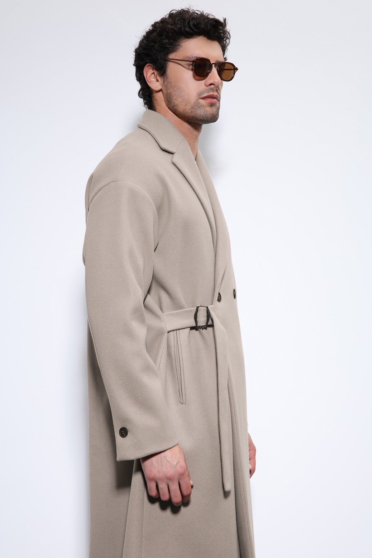 Oversized Men's Coat with a Belt