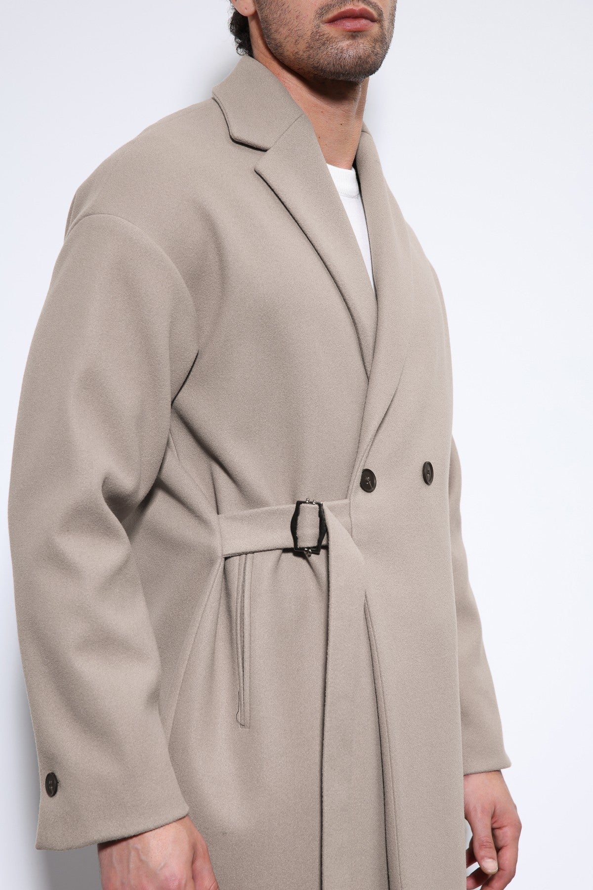 Oversized Men's Coat with a Belt