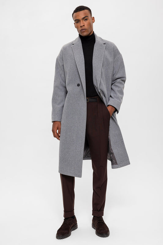 Oversized Men's Coat with a Belt