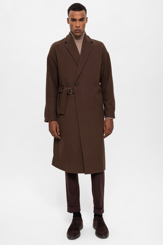 Oversized Men's Coat with a Belt