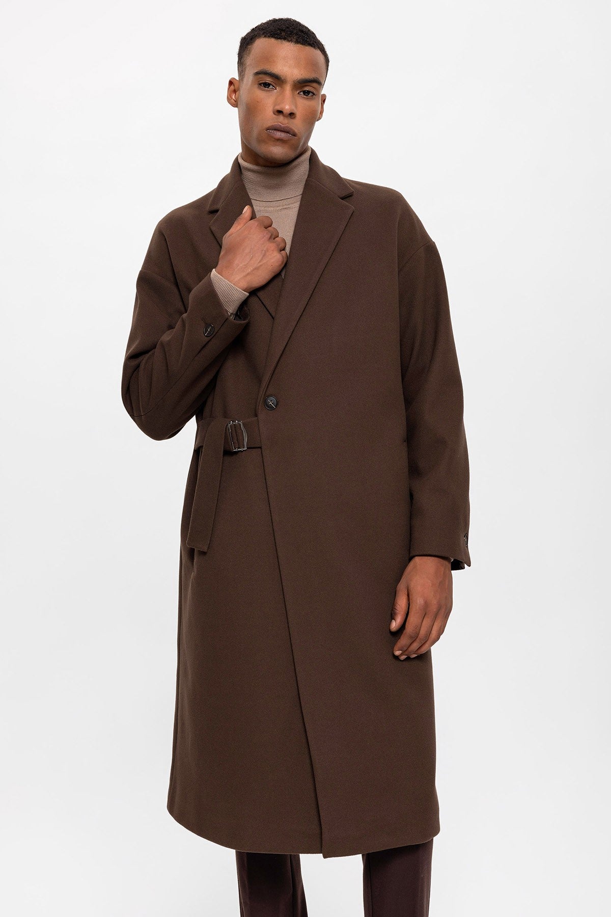 Oversized Men's Coat with a Belt