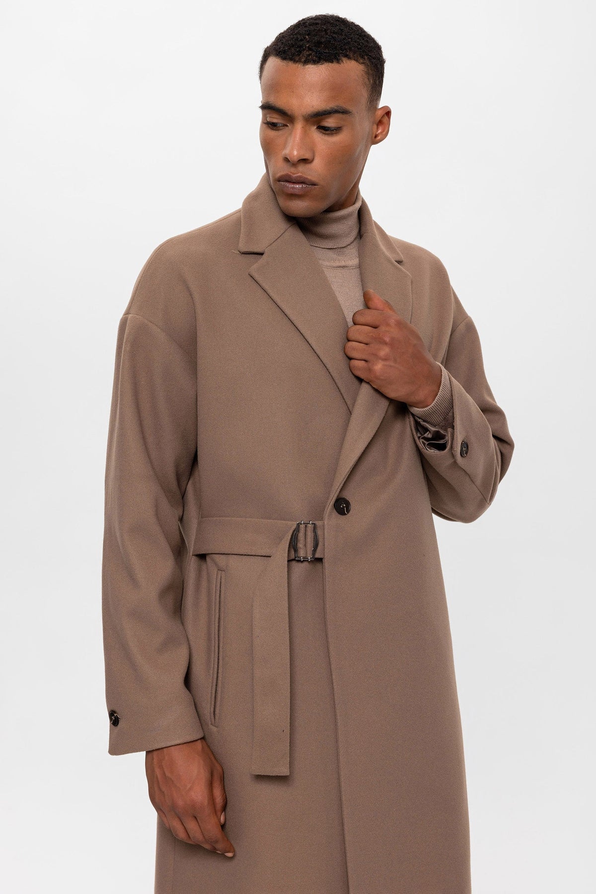 Oversized Men's Coat with a Belt