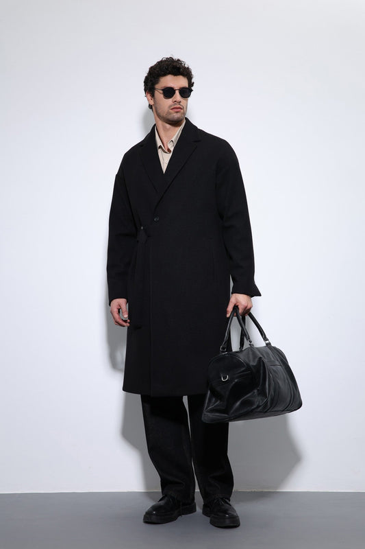 Oversized Men's Coat with a Belt