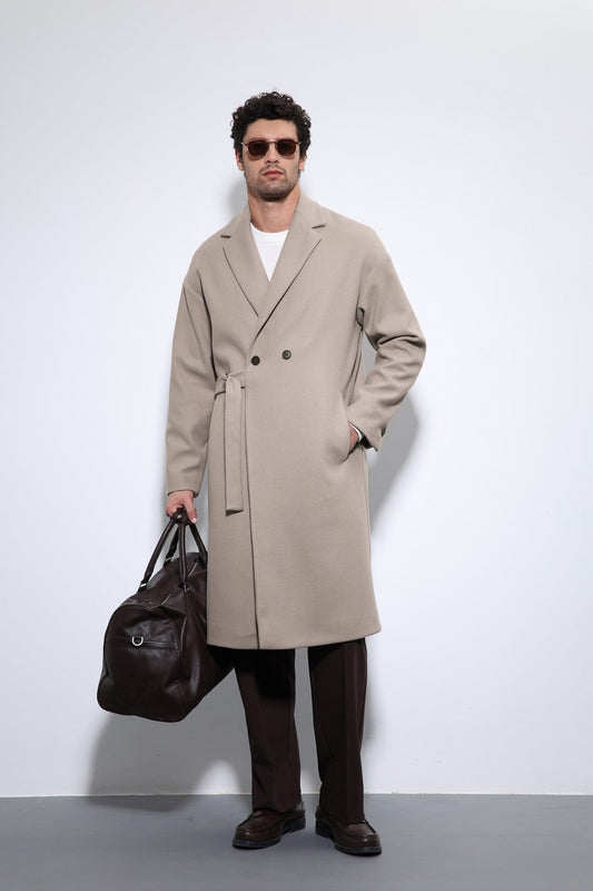 Oversized Men's Coat with a Belt