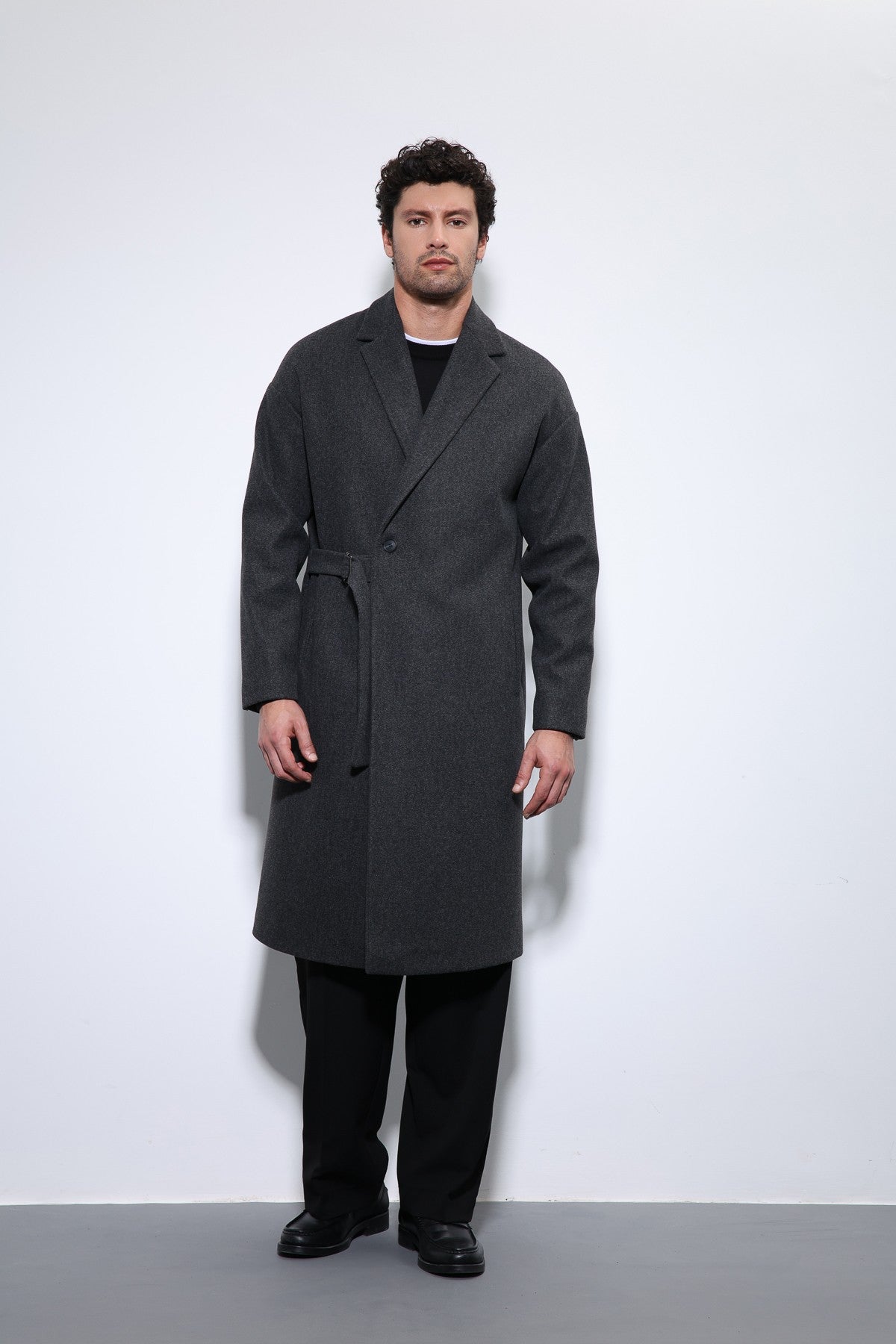 Oversized Men's Coat with a Belt