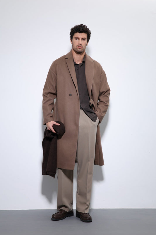 Oversized Men's Coat with a Belt