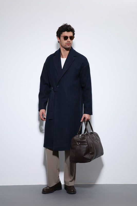 Oversized Men's Coat with a Belt