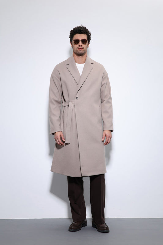 Oversized Men's Coat with a Belt