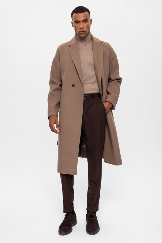 Oversized Men's Coat with a Belt