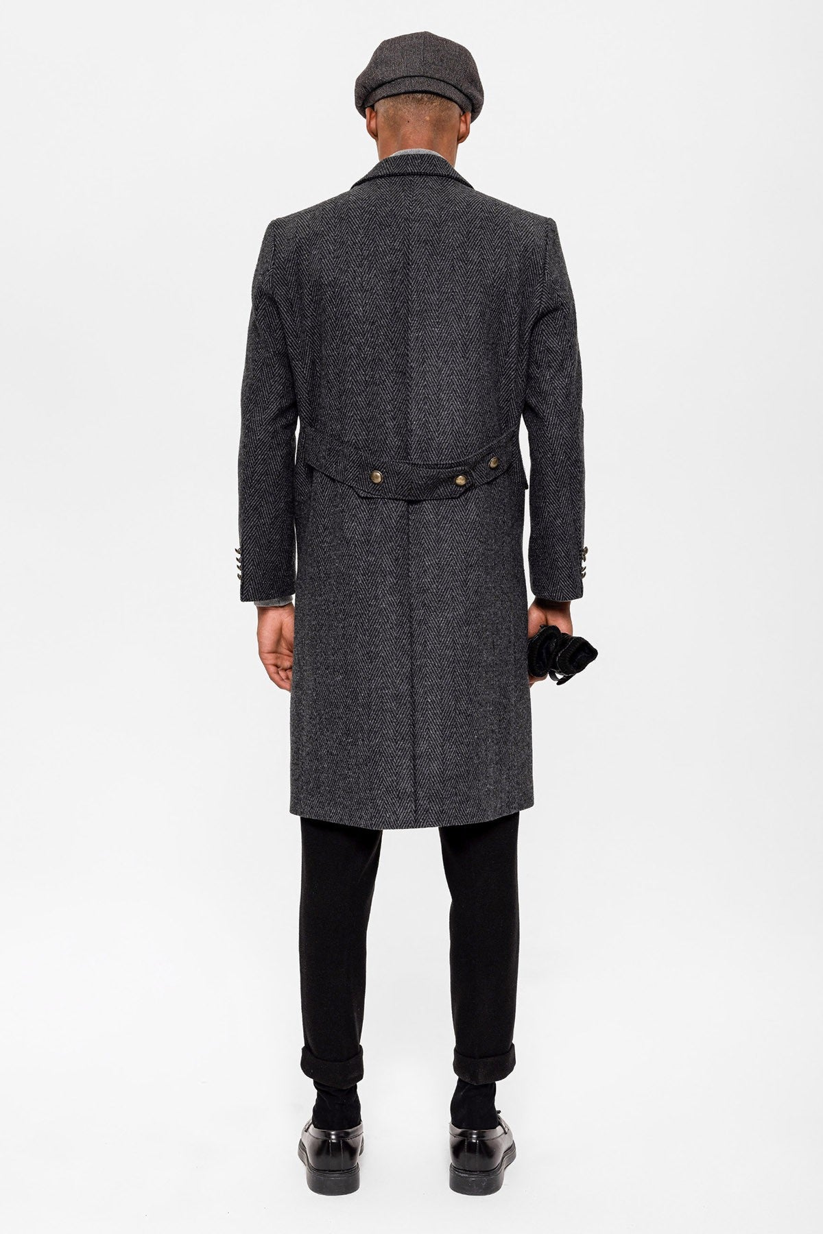 Antioch Herringbone-Patterned Double-Breasted Men's Coat