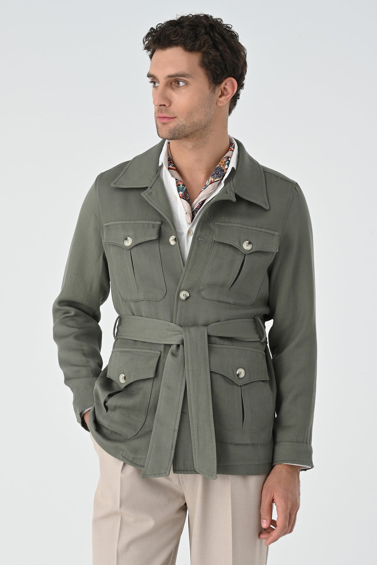 Antioch Men's Belted Seasonal Linen Coat