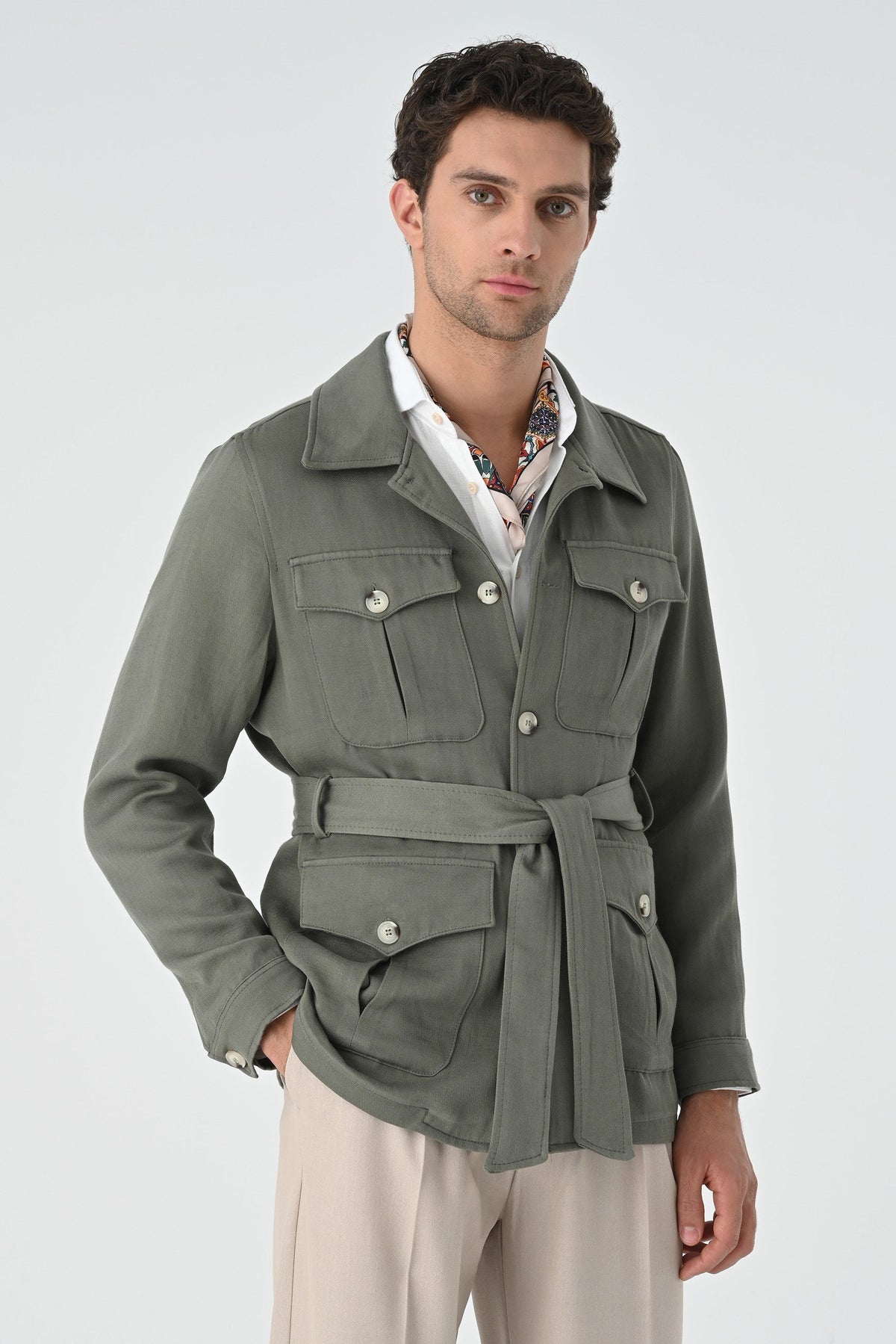 Antioch Men's Belted Seasonal Linen Coat