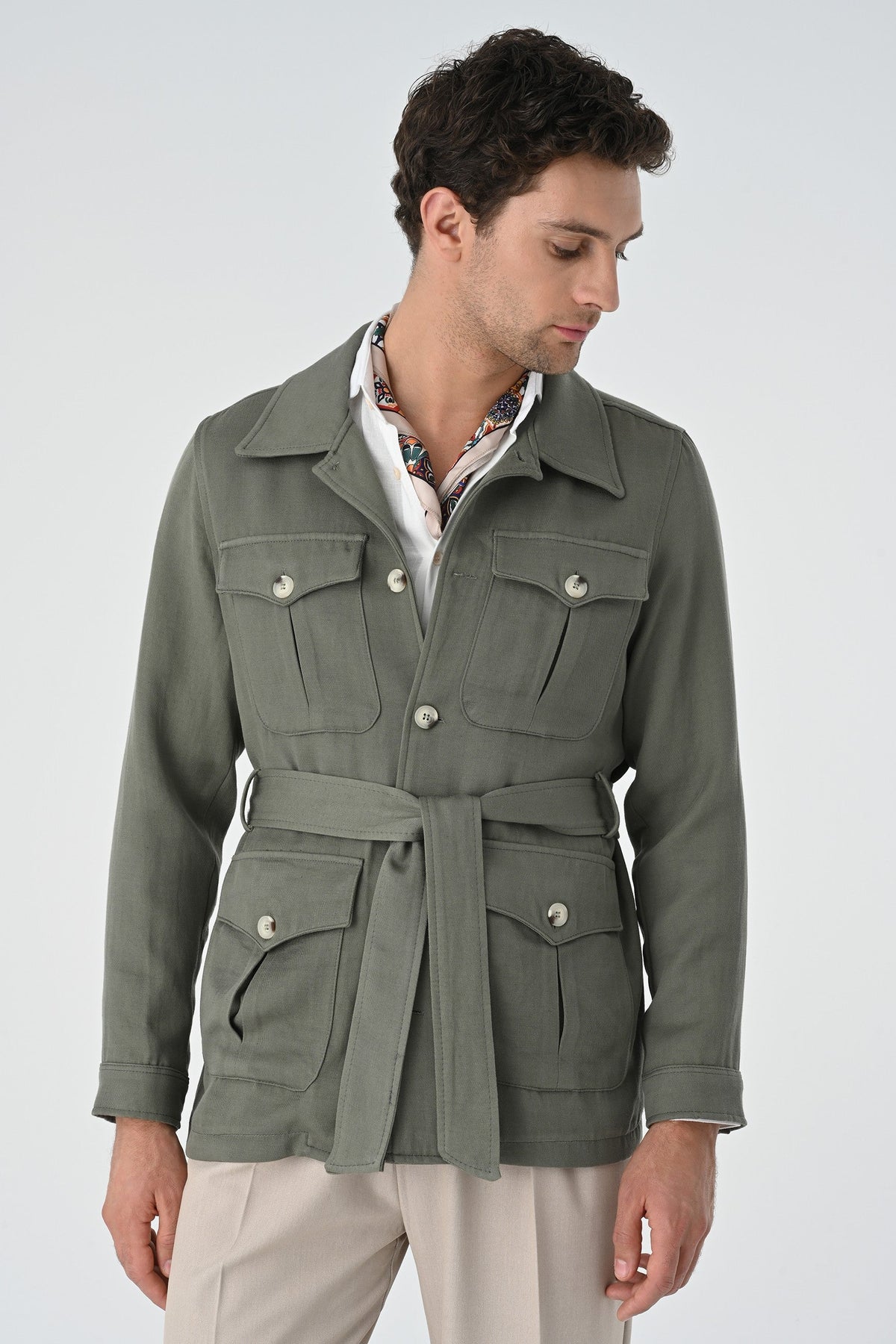 Antioch Men's Belted Seasonal Linen Coat