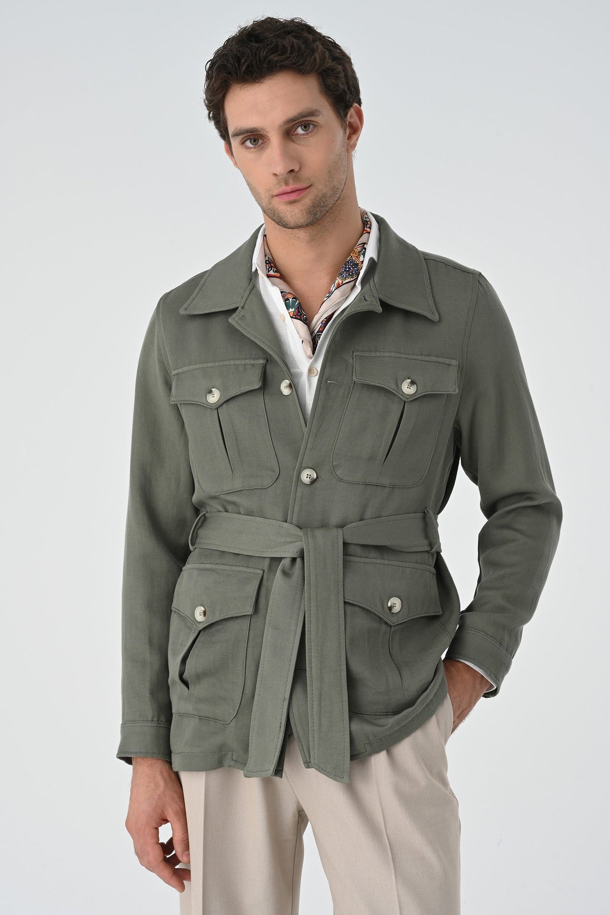 Antioch Men's Belted Seasonal Linen Coat