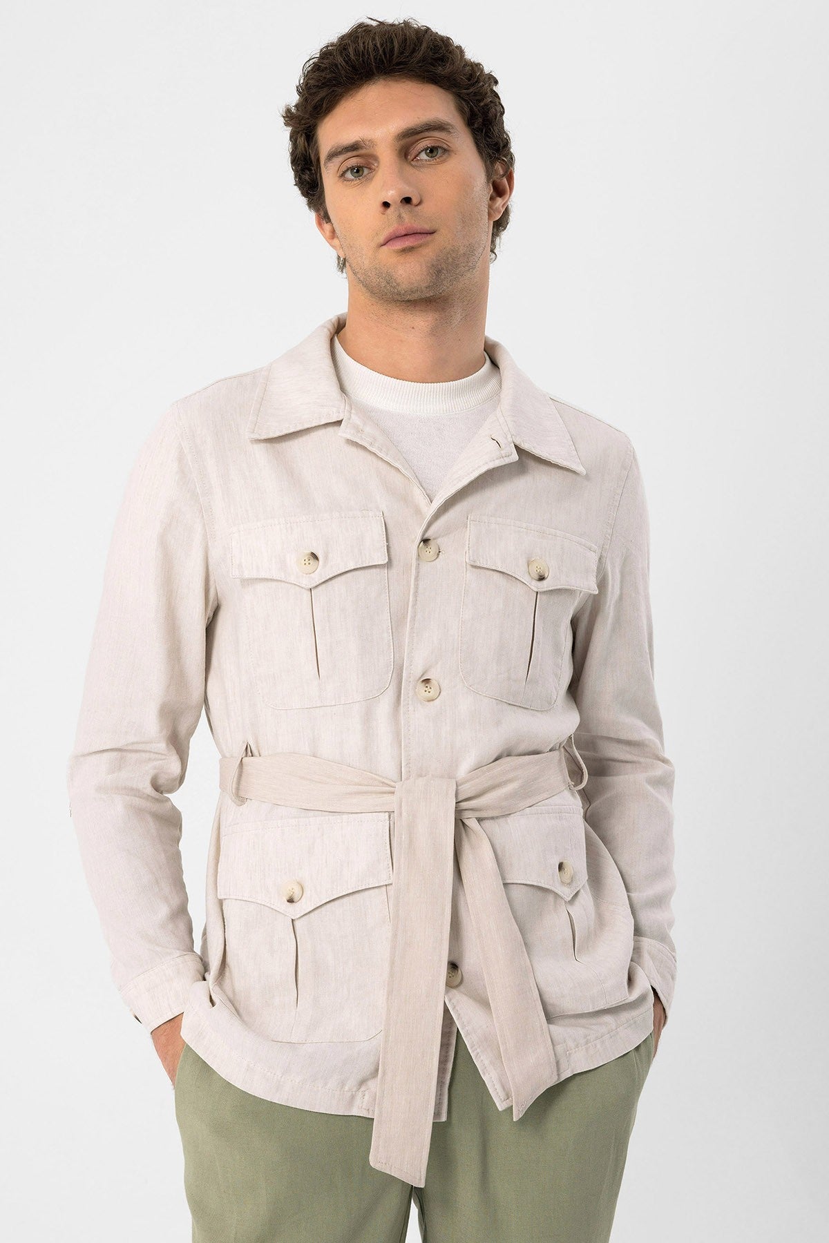 Antioch Men's Belted Seasonal Linen Coat