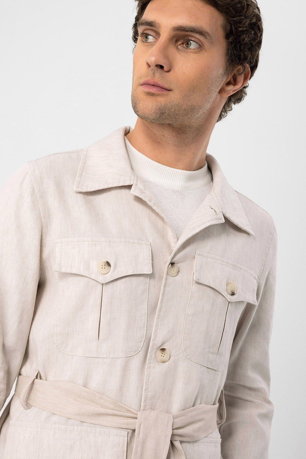Antioch Men's Belted Seasonal Linen Coat