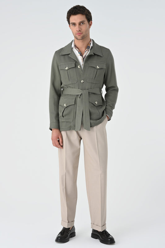 Antioch Men's Belted Seasonal Linen Coat